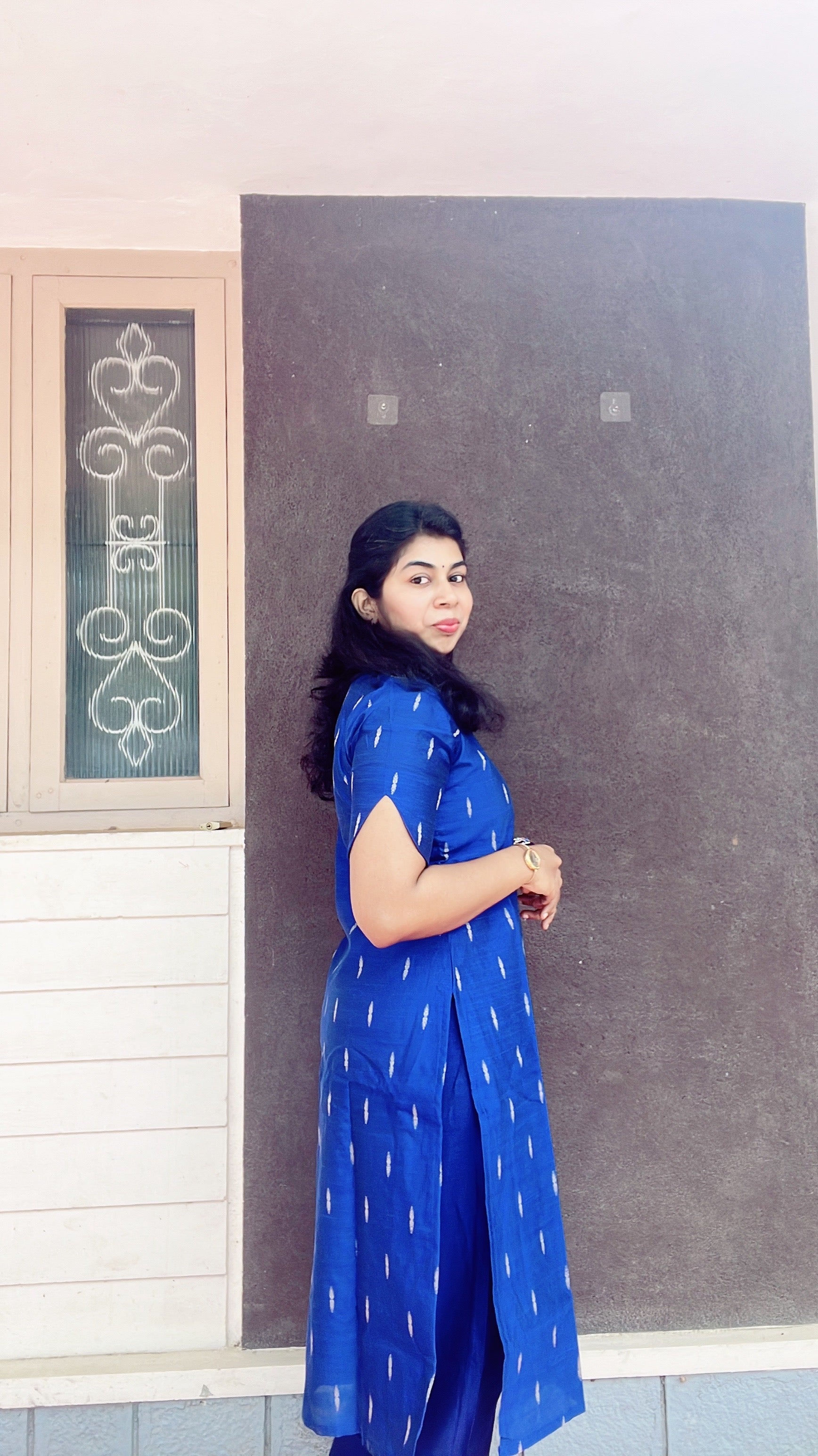 Blue Rawsilk kurta and pant