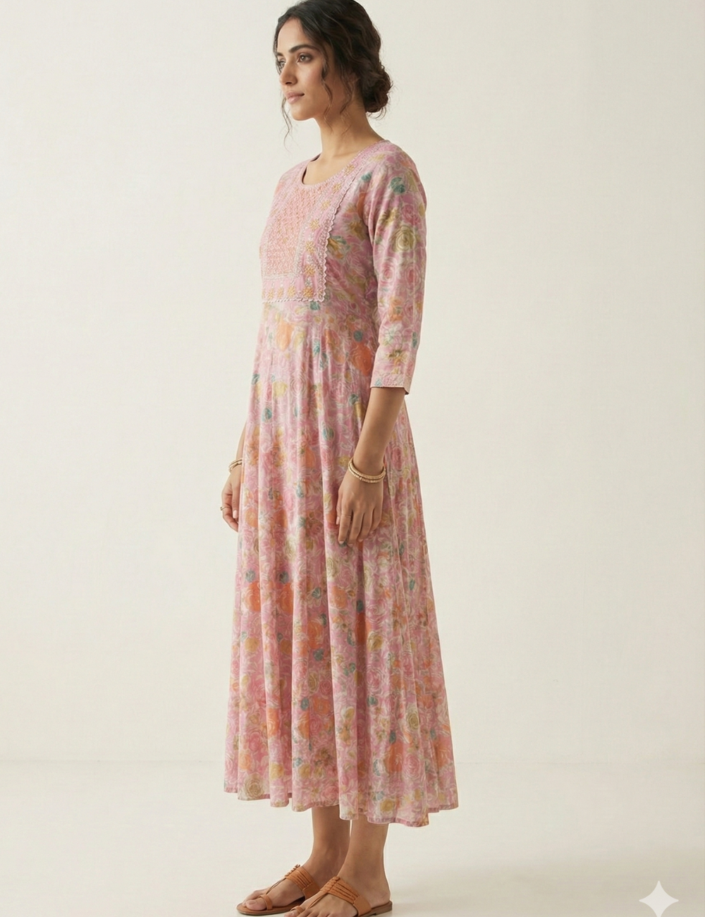 Baby Pink Umbrella Cotton Kurti