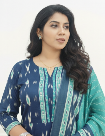 Blue Cotton Suit Set