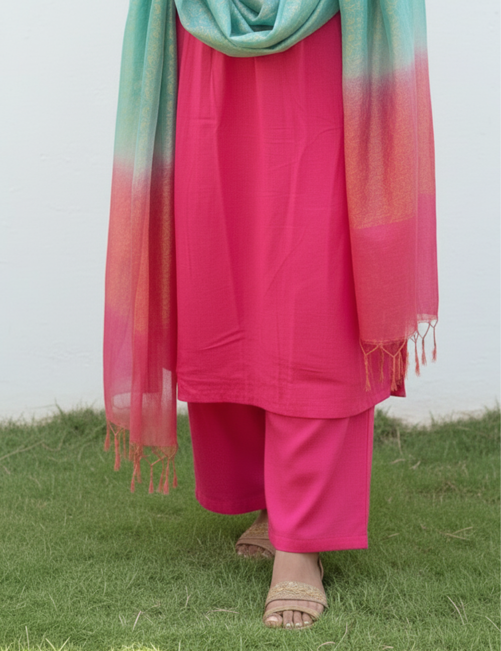 Muslin Silk Pink Suit Set