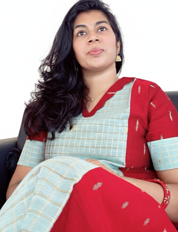 Maroon and Pastel Green Raw Silk Kurti