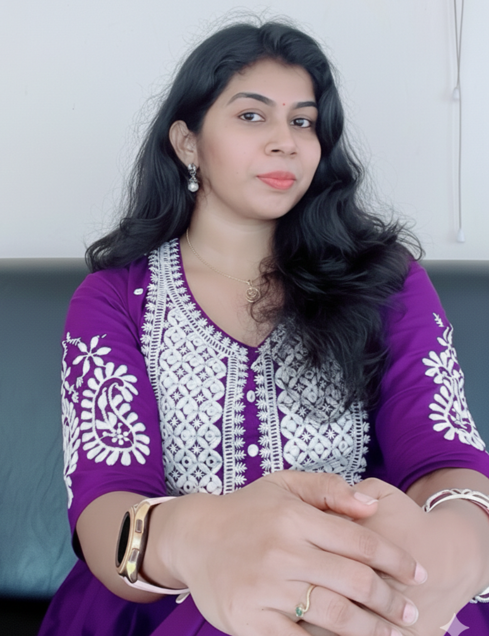 Purple Embroidery Cotton Coord Set