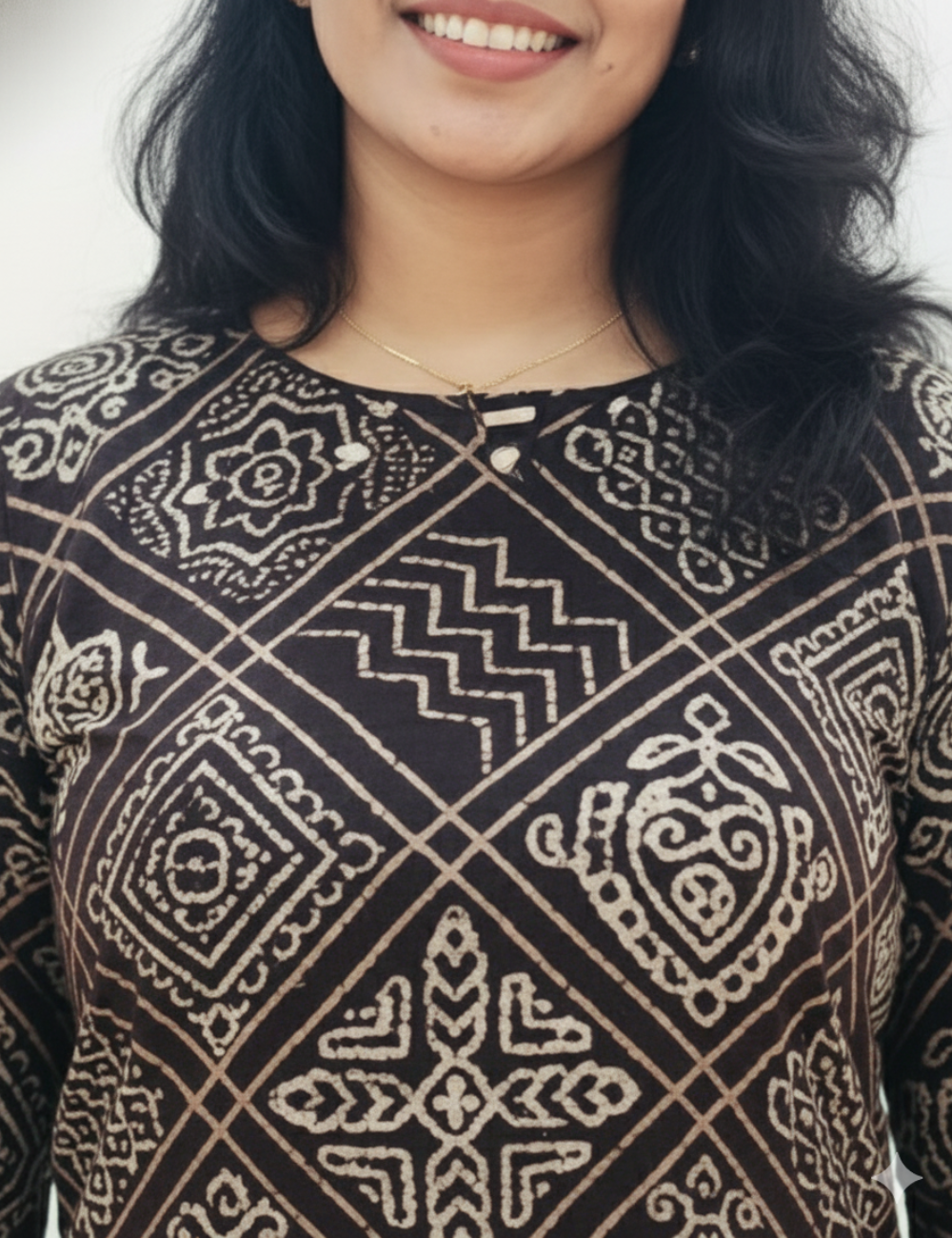 Black Gaji Silk Mirror Work Kurti