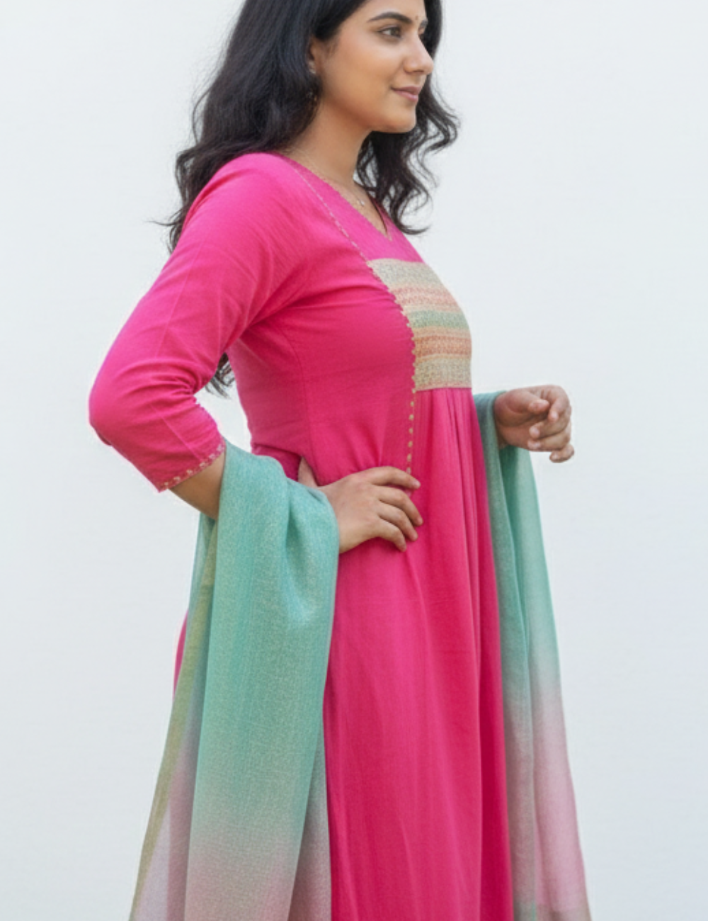 Muslin Silk Pink Suit Set