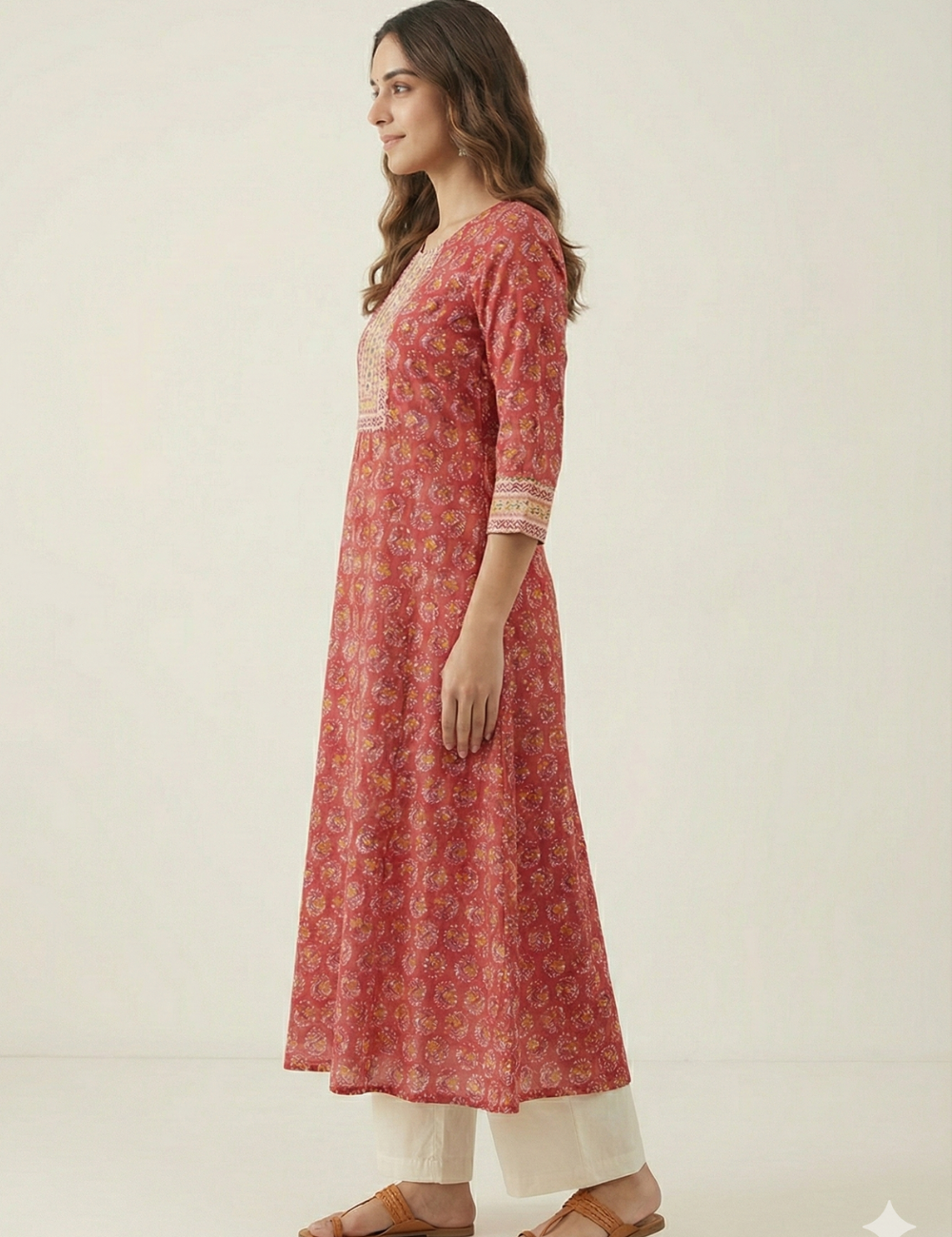 Dark Pink Umbrella Rayon Cotton Kurti