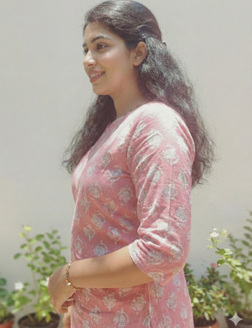 Peach Cotton Short Kurti