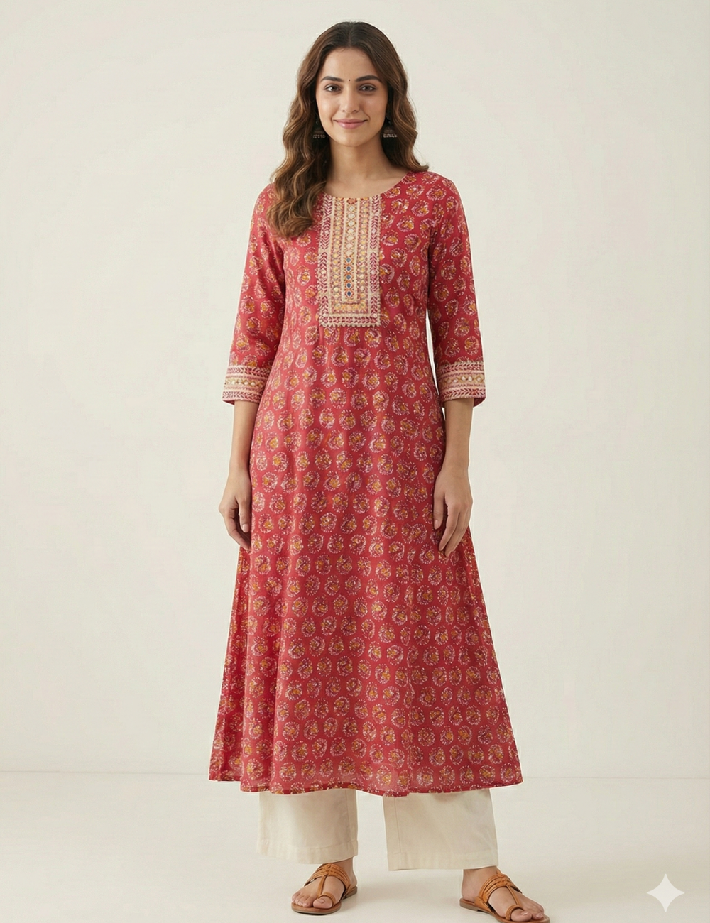 Dark Pink Umbrella Rayon Cotton Kurti