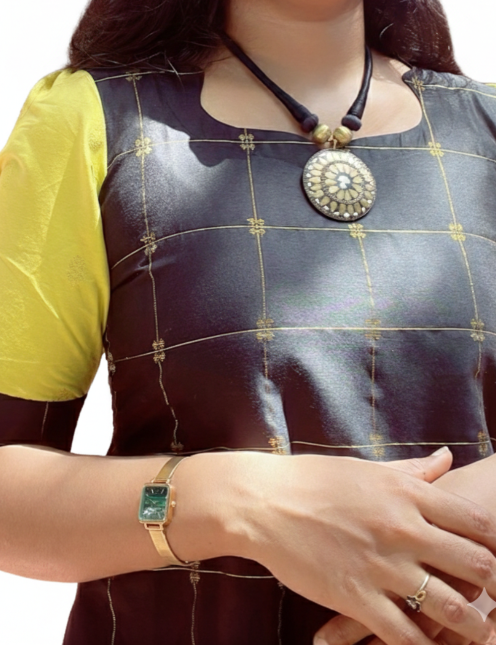 Black Raw Silk Kurti