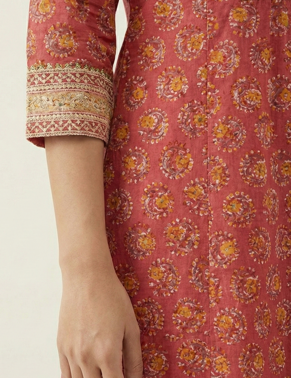 Dark Pink Umbrella Rayon Cotton Kurti