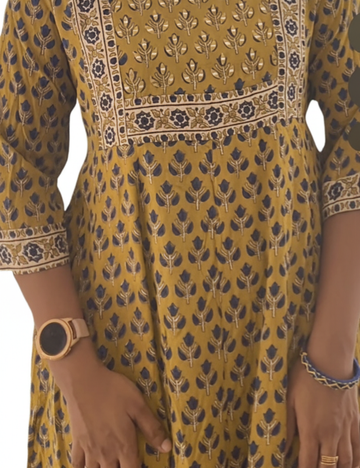 Yellow Cotton Umbrella Kurti