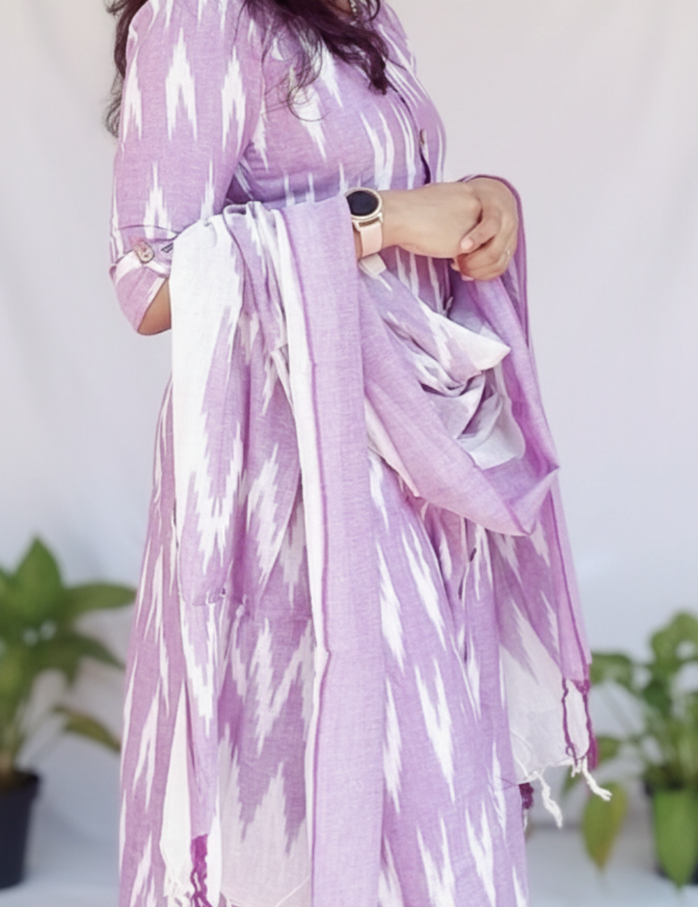 Lavendar Ikkat Cotton Suit Set