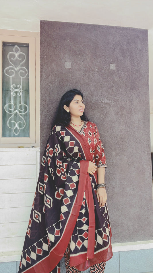 Red and black 3 piece suit set