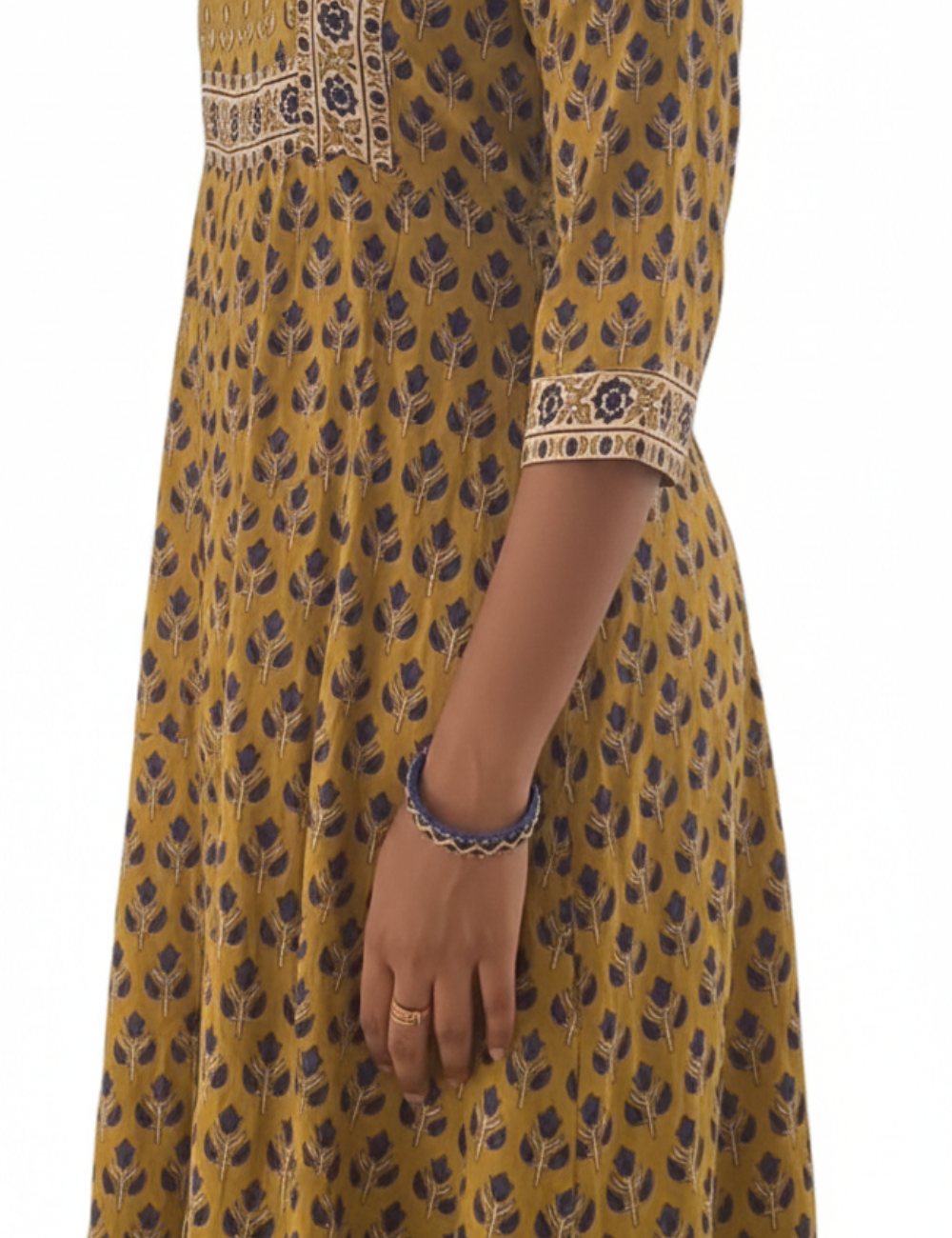 Yellow Cotton Umbrella Kurti