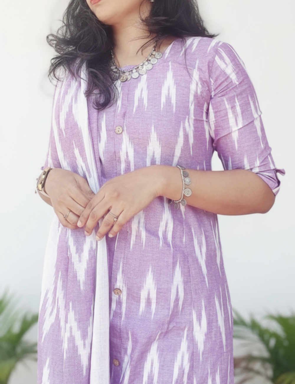 Lavendar Ikkat Cotton Suit Set