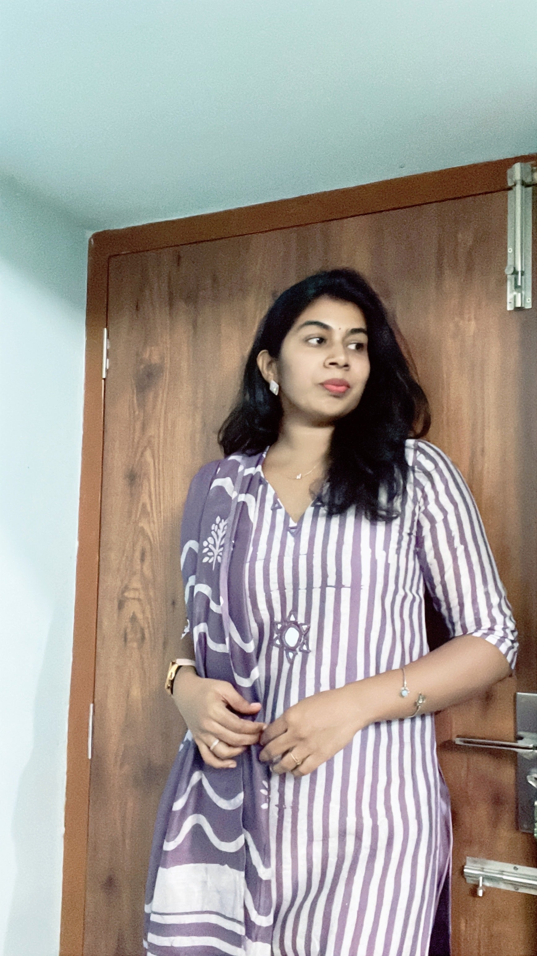 Batik print lavender suit set