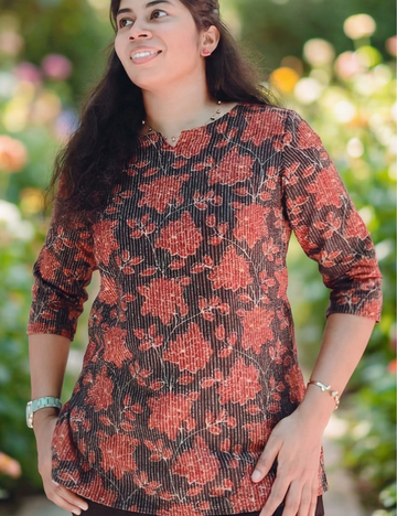 Black Cotton Short Kurti