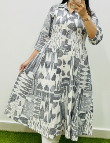 White A Line Cut Cotton Kurti