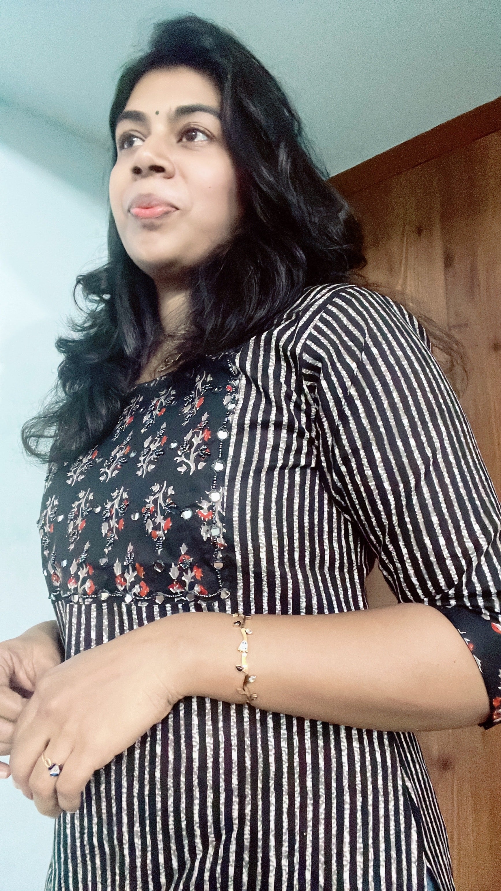 Black kurti with heavy yoke work