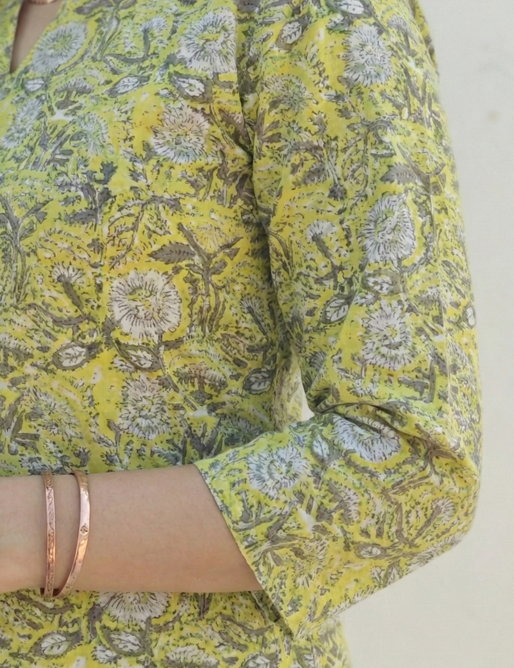 Lemon Yellow Cotton Short Kurti