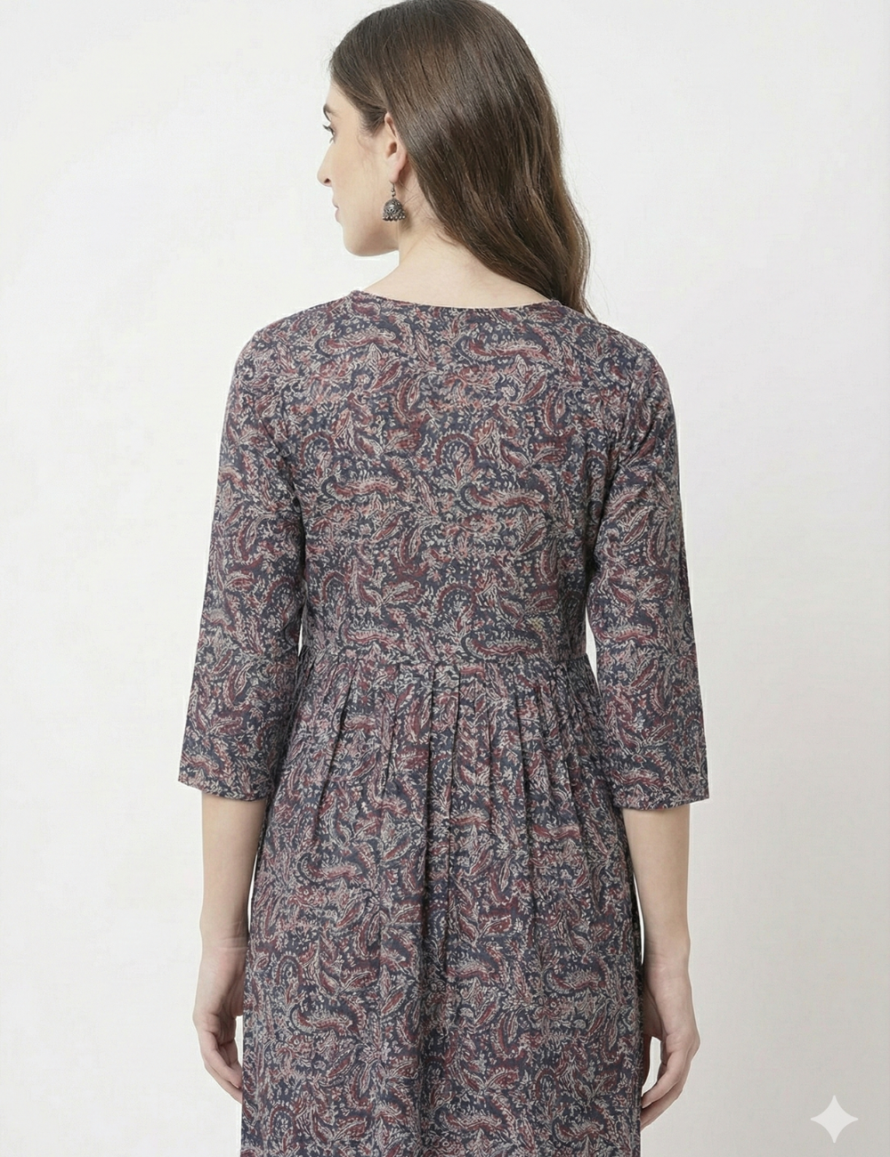 Half White With Red Yoke Work Cotton Umbrella Kurti