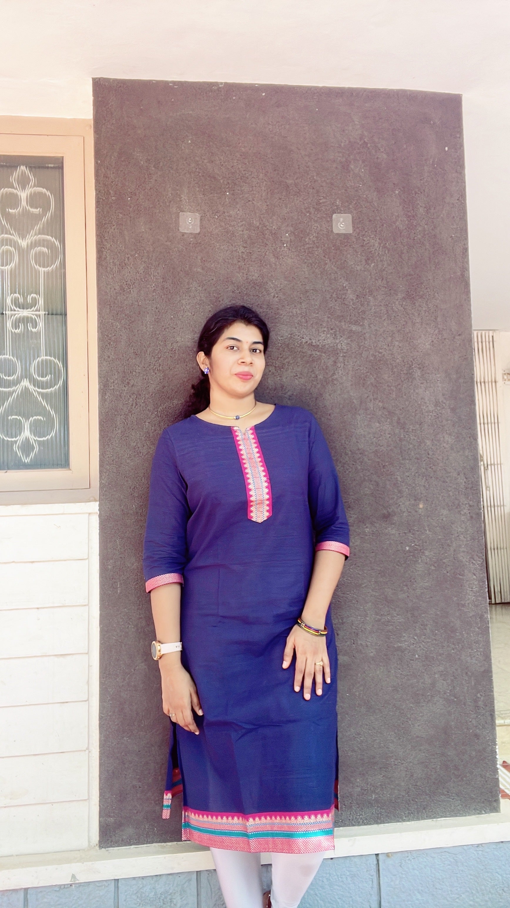 Blue chettinad cotton kurti
