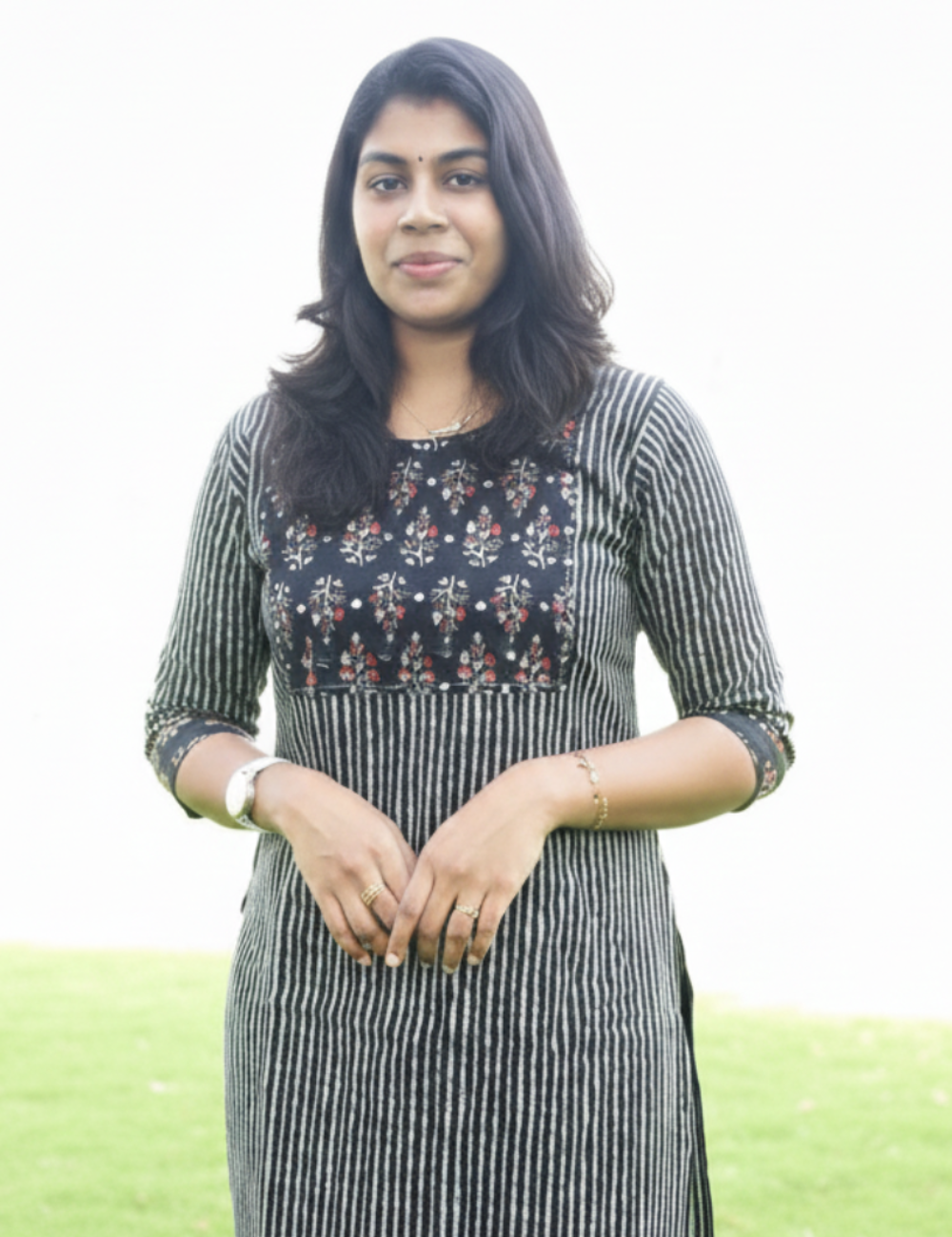 Black Cotton Kurti With Heavy Mirror Yoke Work