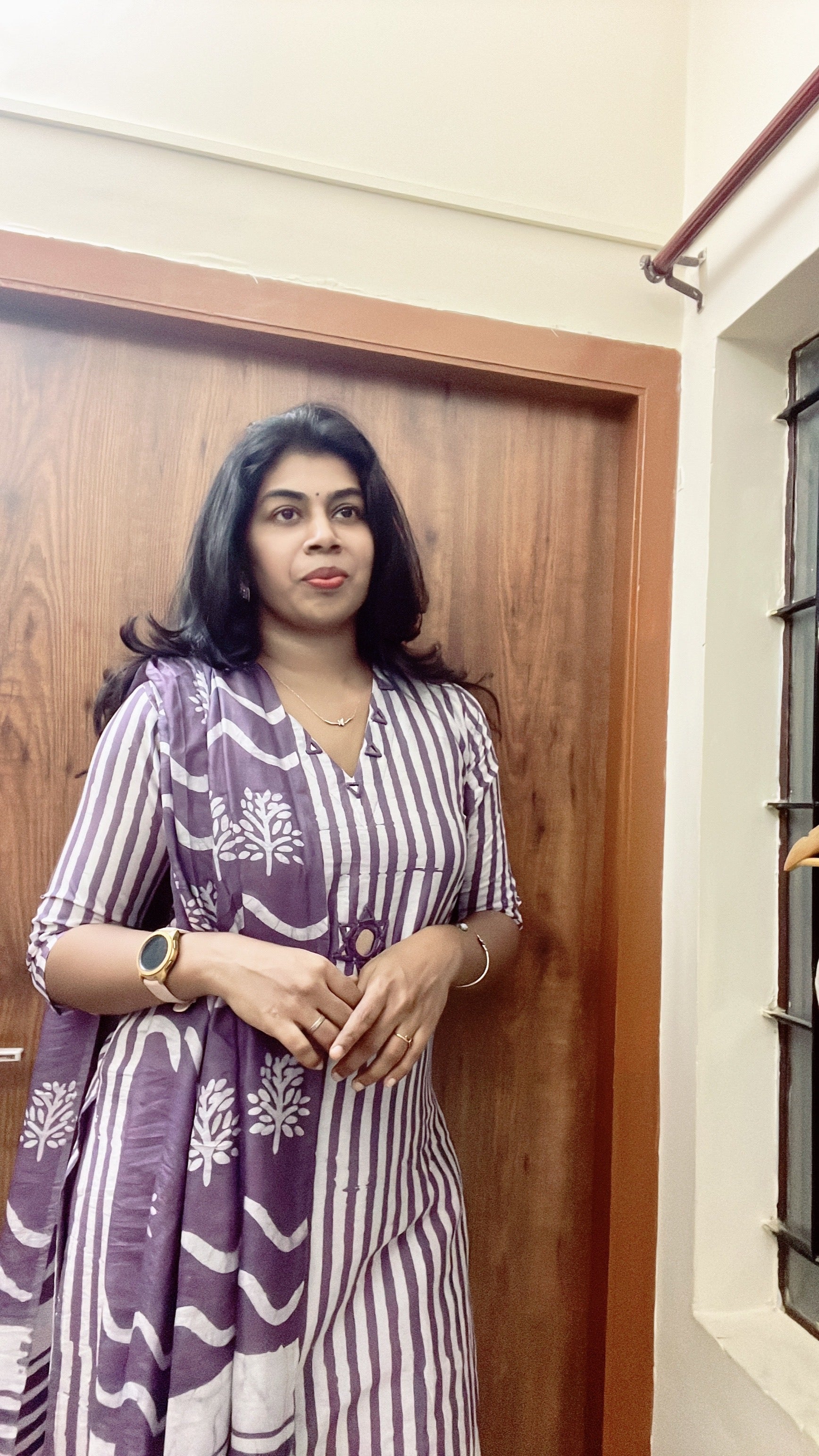 Batik print lavender suit set