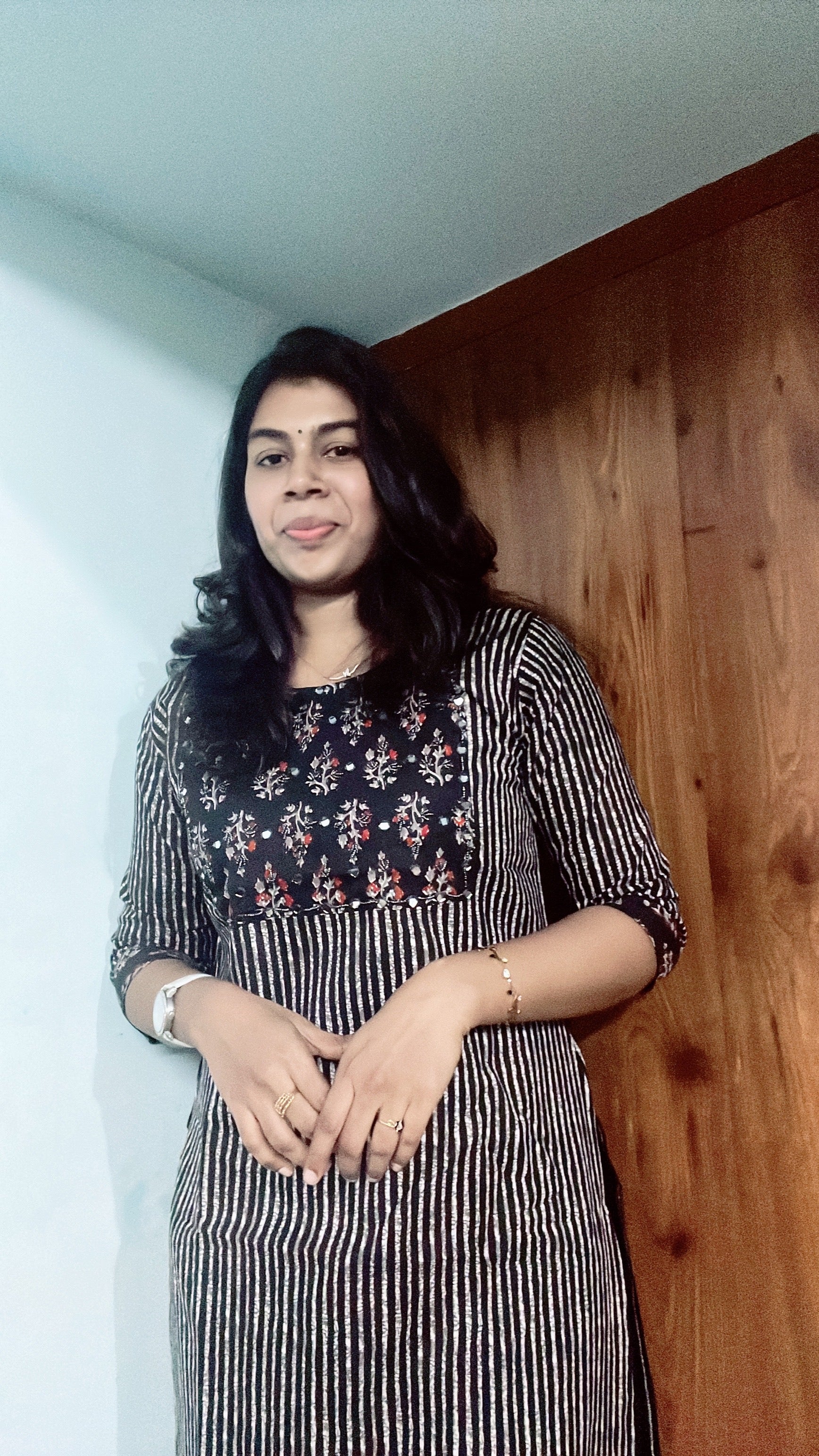 Black kurti with heavy yoke work