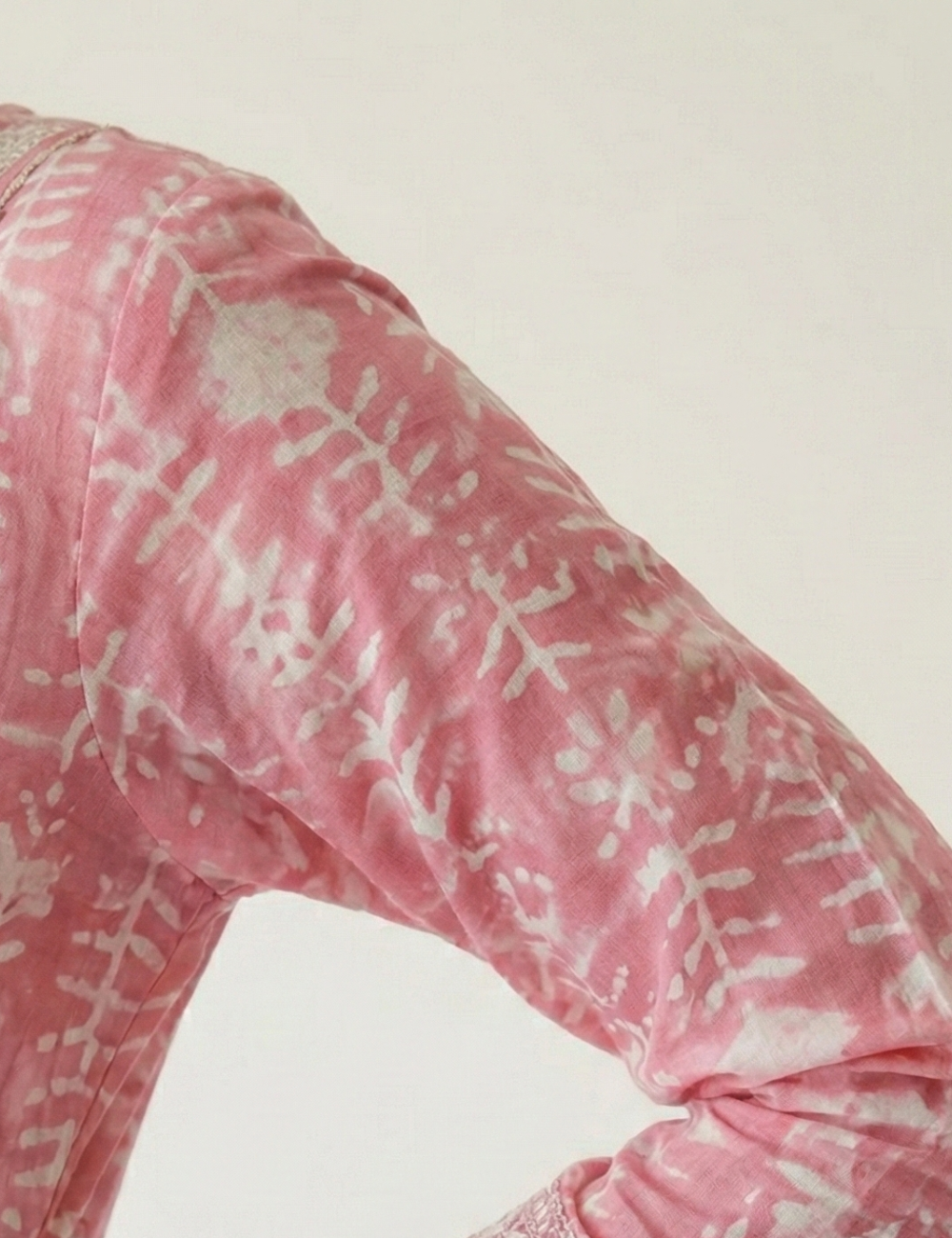 Pink Cotton with Yoke Work Umbrella Kurti