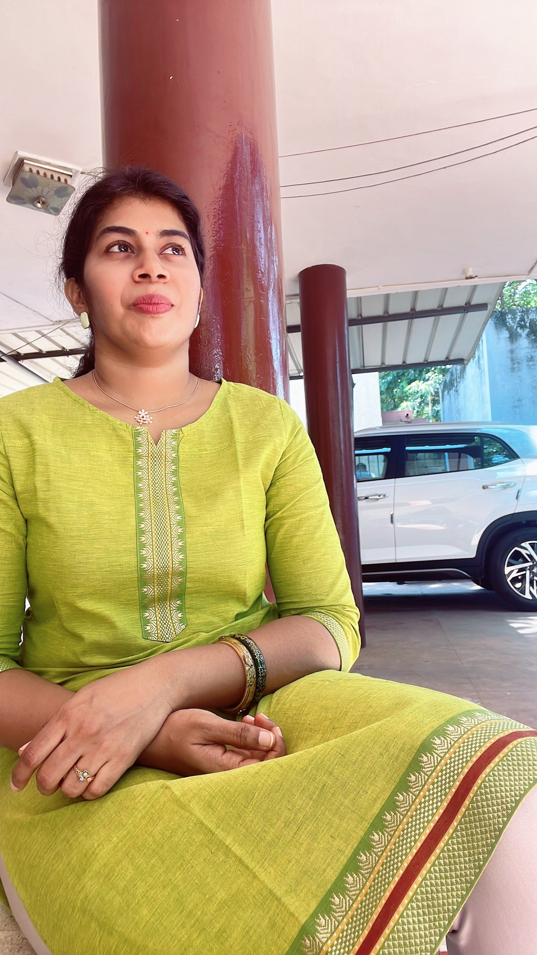 Parrot green chettinad cotton kurti