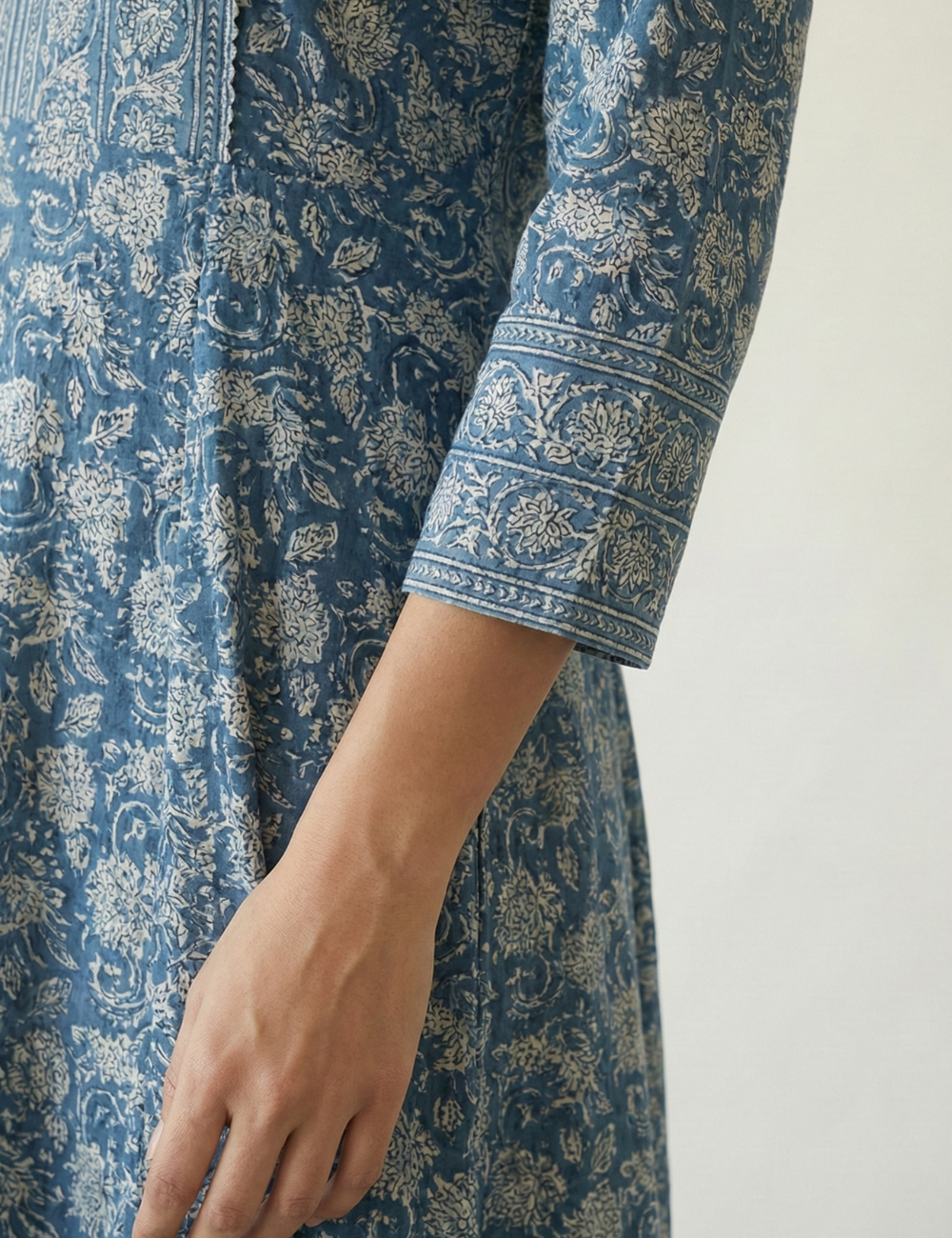 Light Navy Cotton Umbrella Kurti