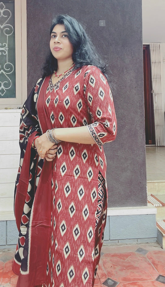 Red and black 3 piece suit set