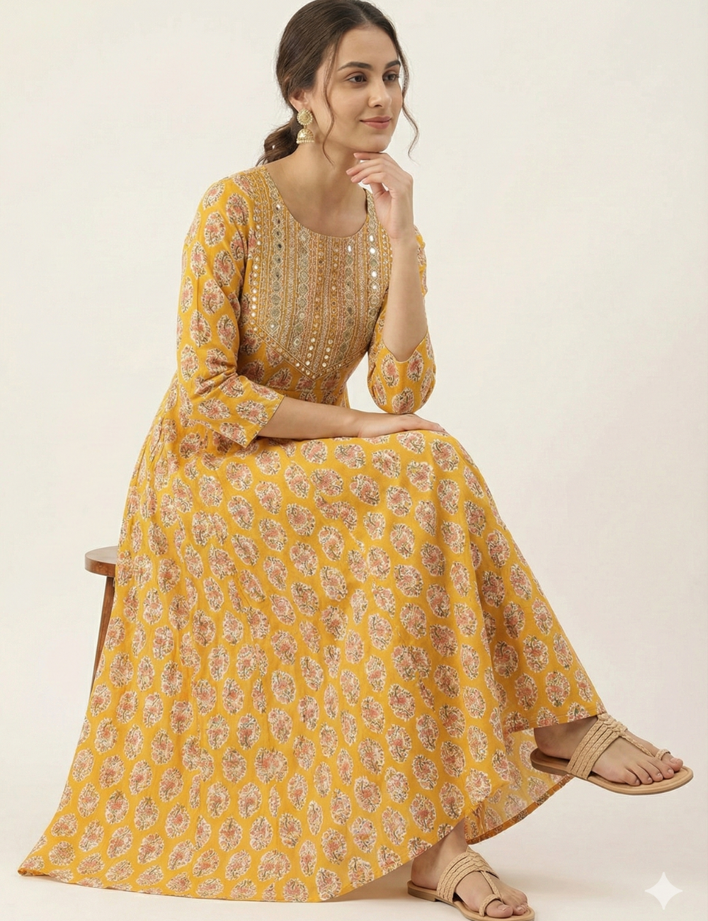 Yellow Umbrella Cotton Kurti