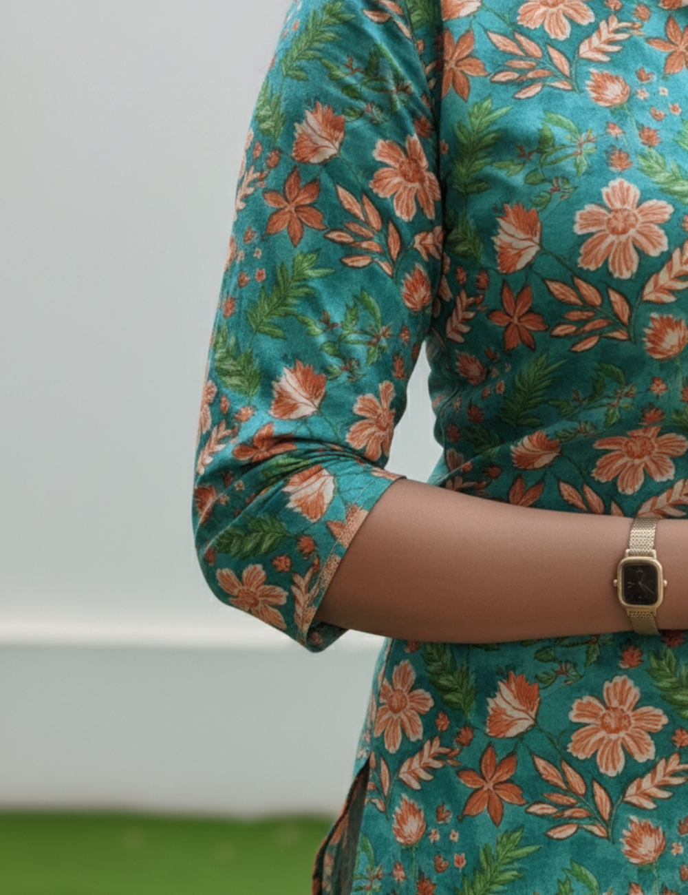 Teal Bluish Green Cotton Kurti