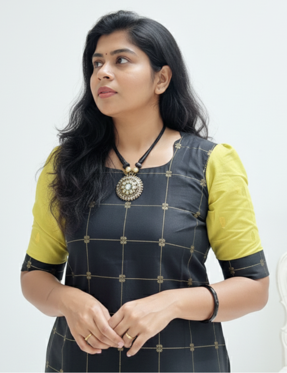 Black Raw Silk Kurti