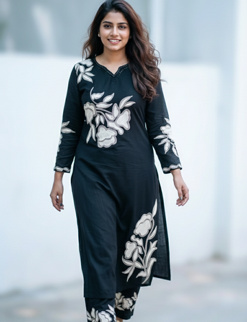 Black Breezy Heavy Cotton Co Ord Set