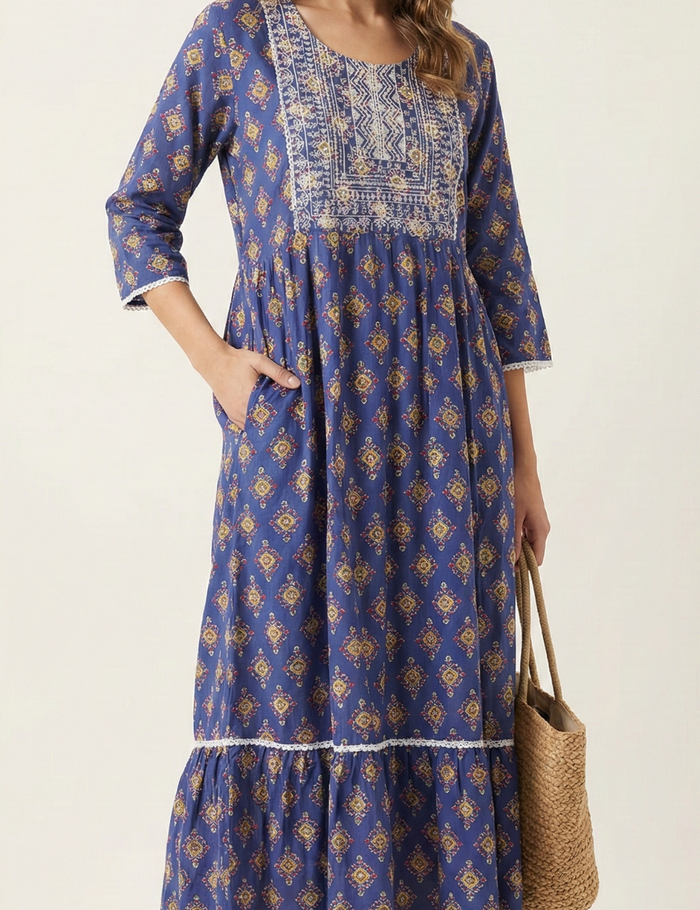 Deep Blue Umbrella Cotton kurti