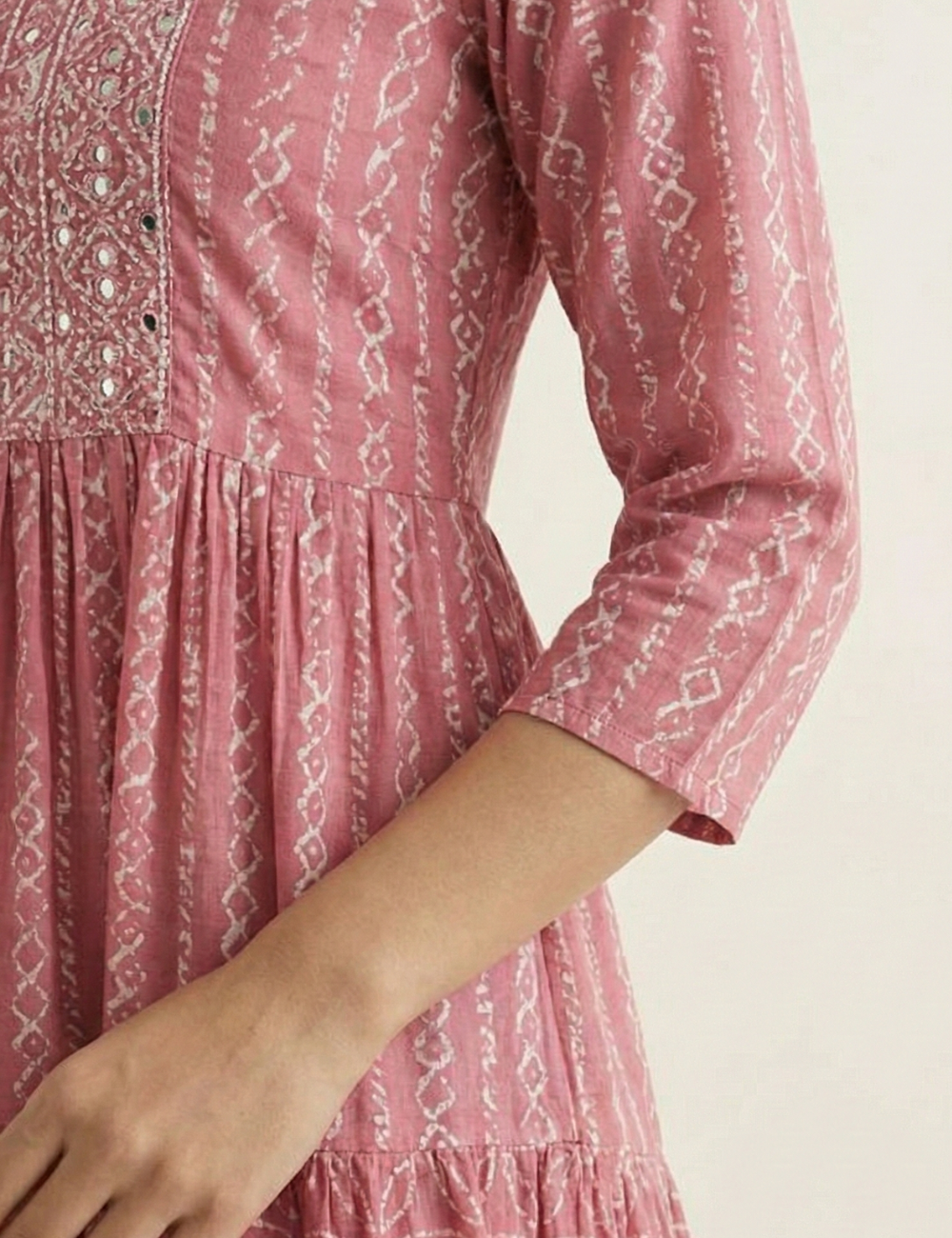 Pink Princess Gown Rayon Cotton with Real Mirror Work