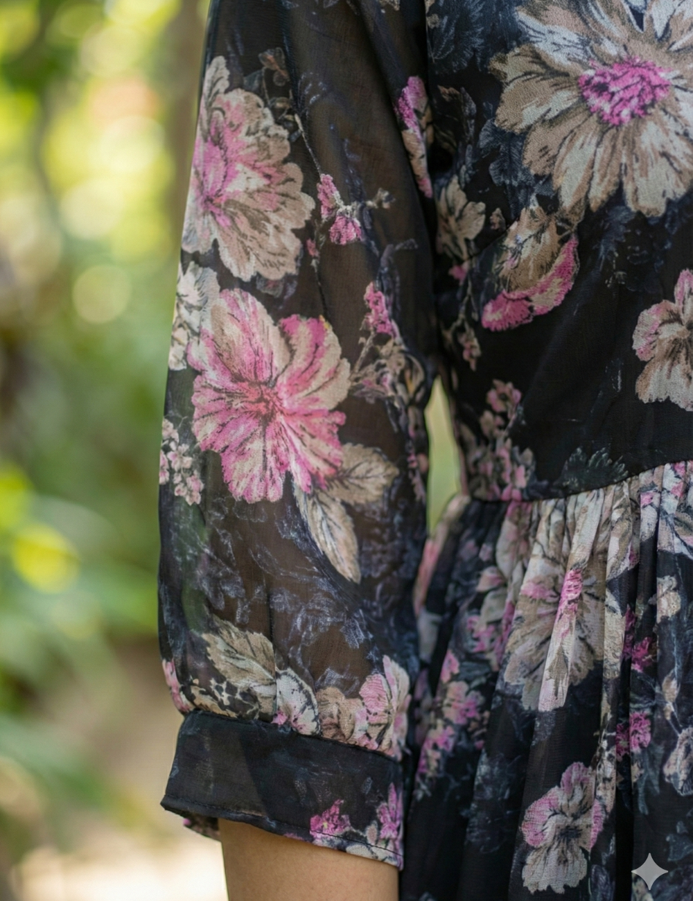 Georgette Floral Frock Black