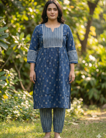 Navy blue Plus Size Kurti and Bottom