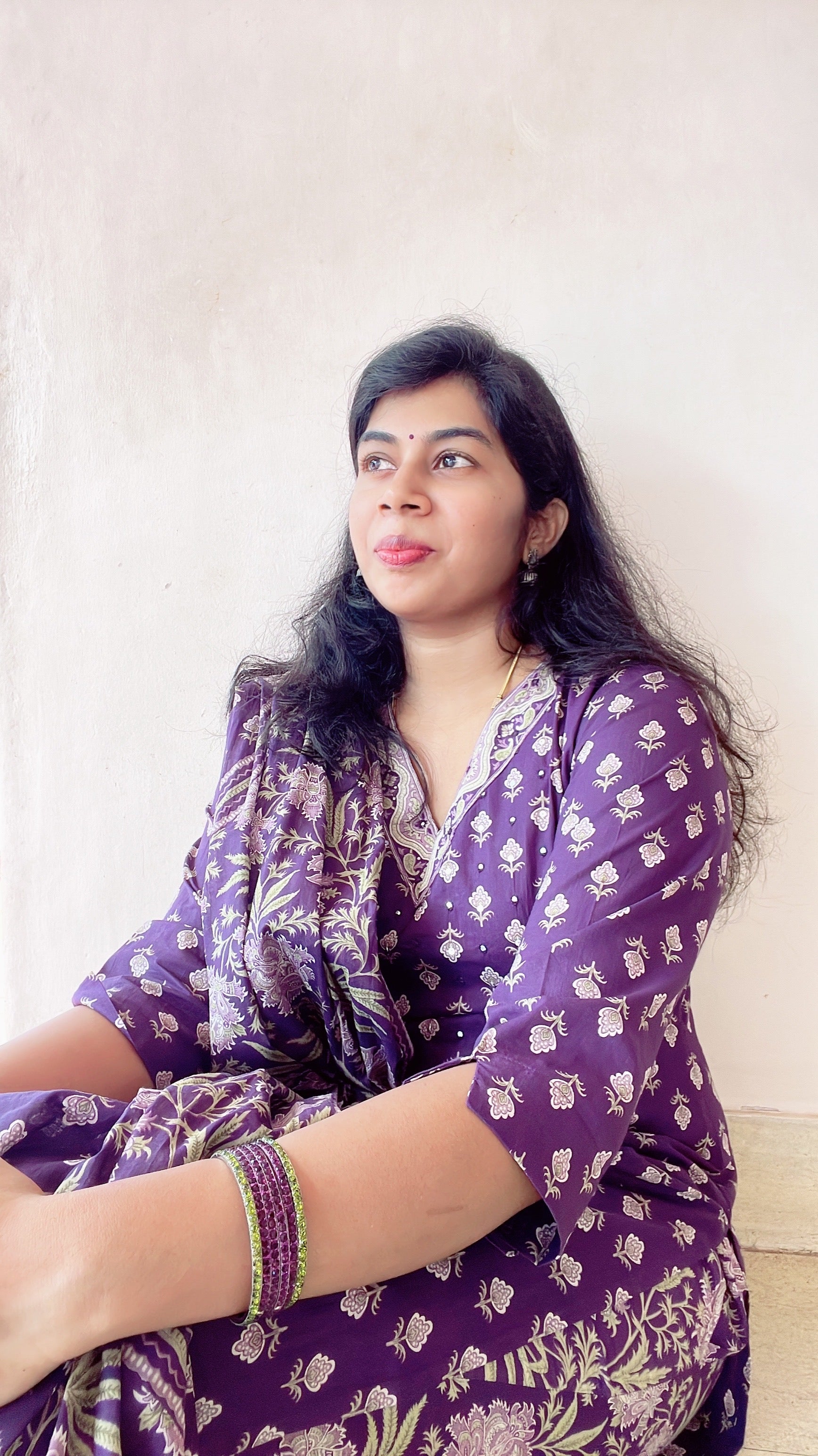 Purple Cotton Suit Set