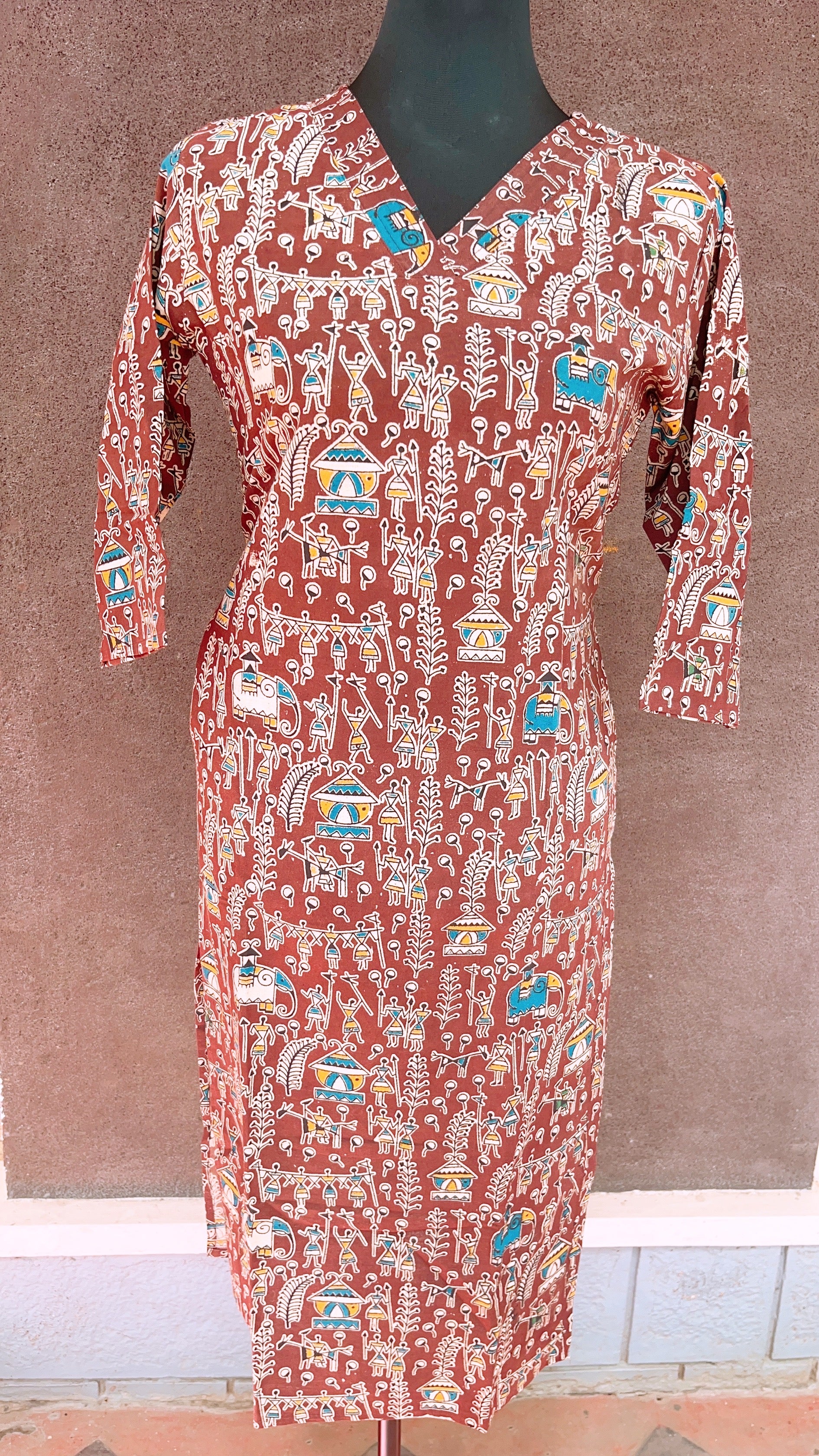 Brown kalamkari kurti
