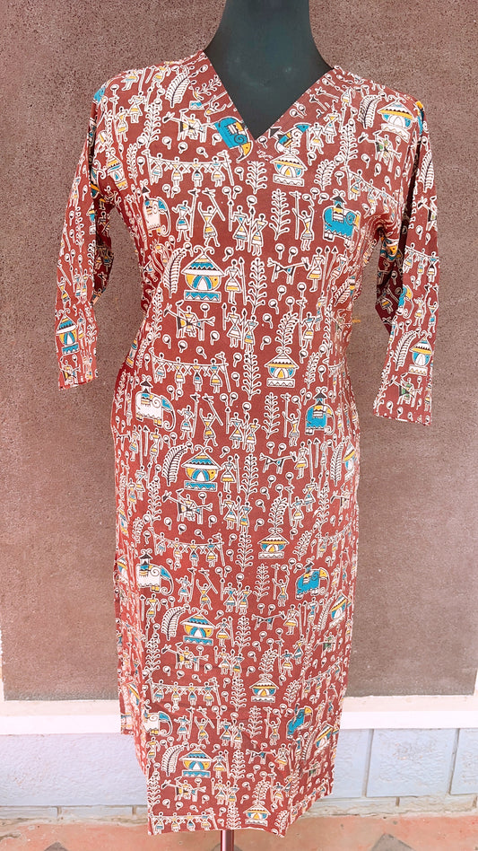 Brown kalamkari kurti