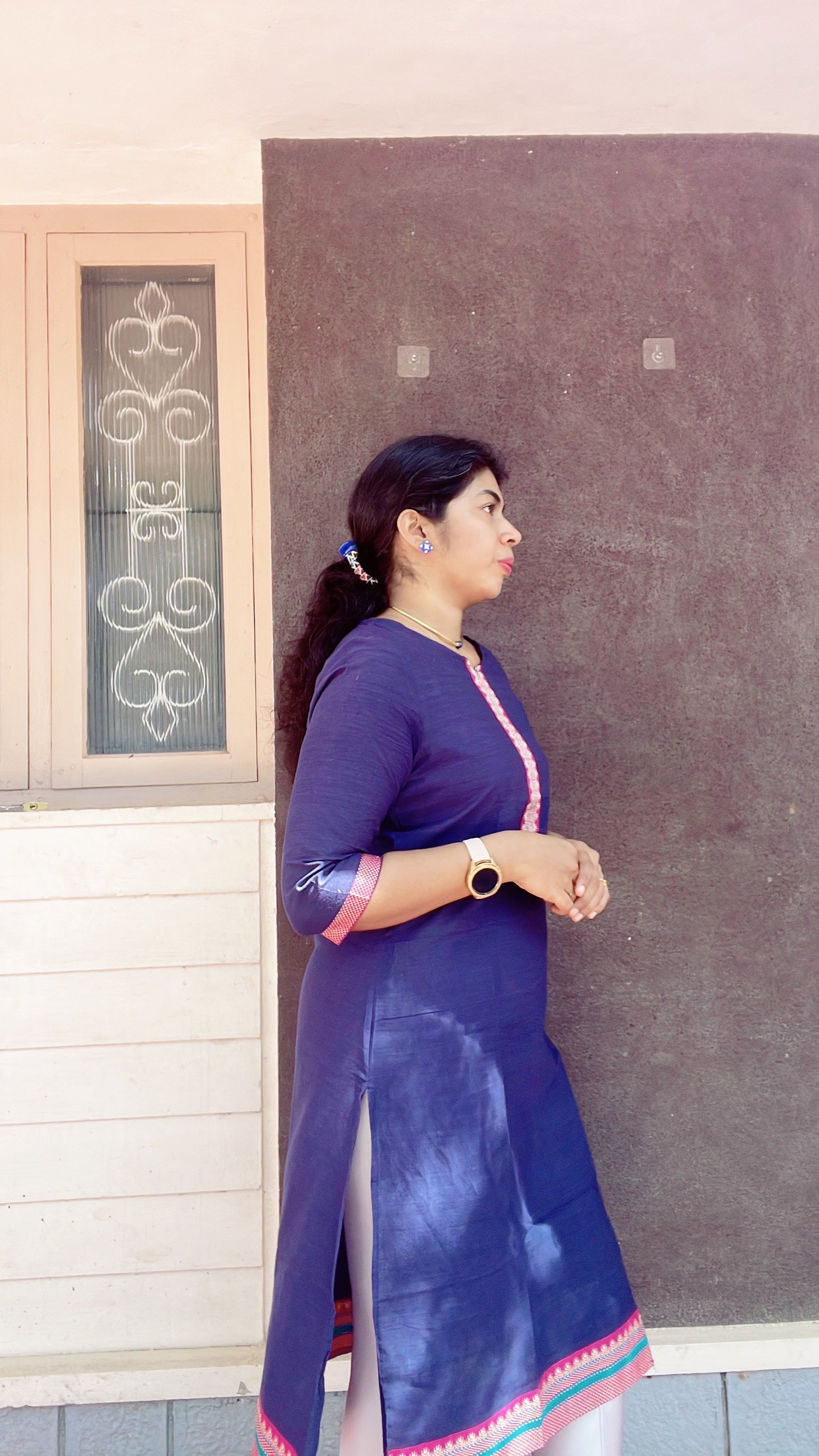 Blue chettinad cotton kurti