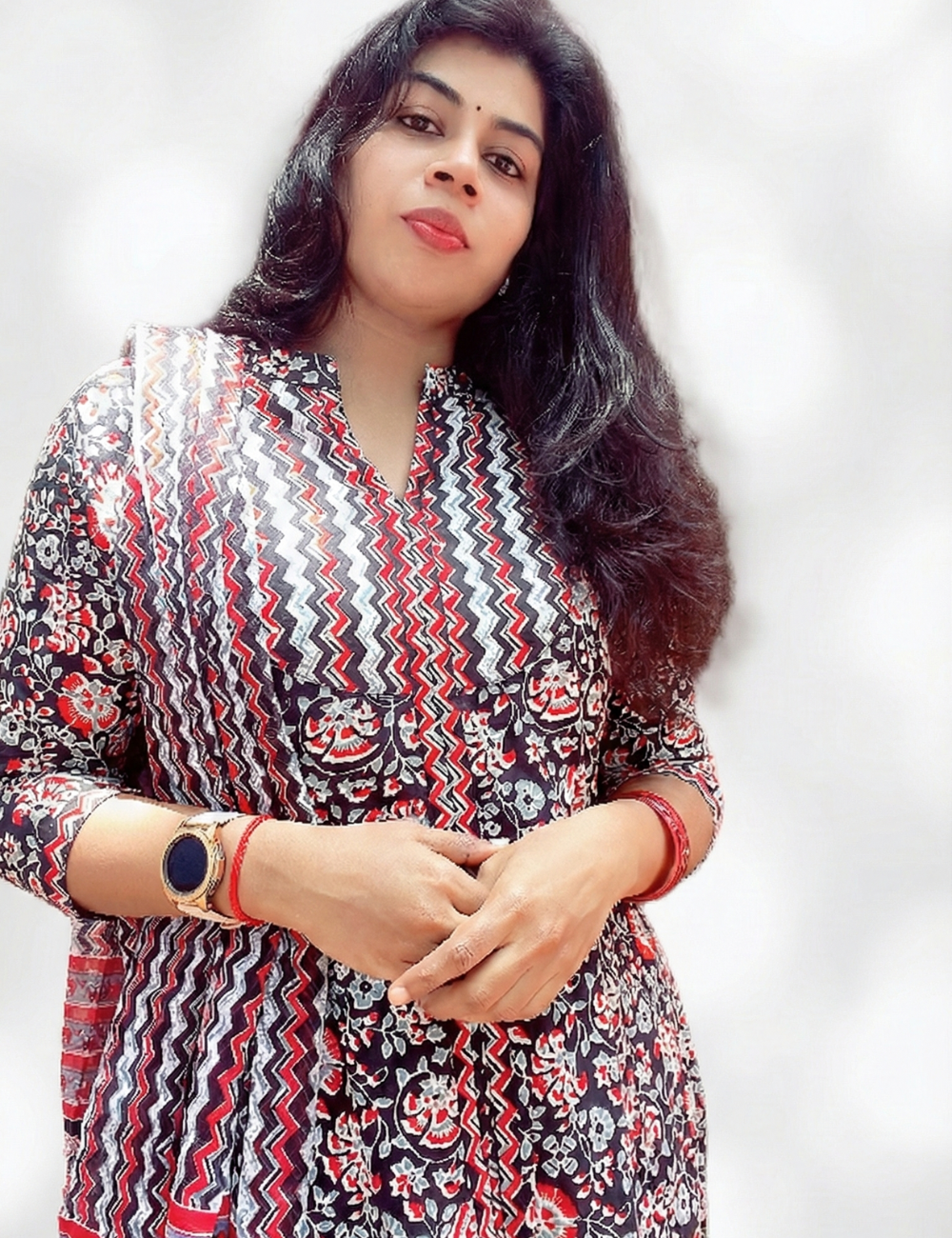 Black Zig Zag Anarakali Cotton Suit Set