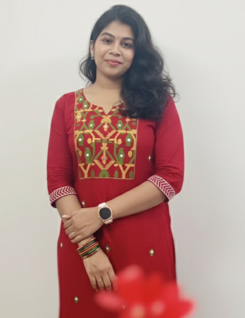 Maroon Yoke Embroidery Cotton Coord Set