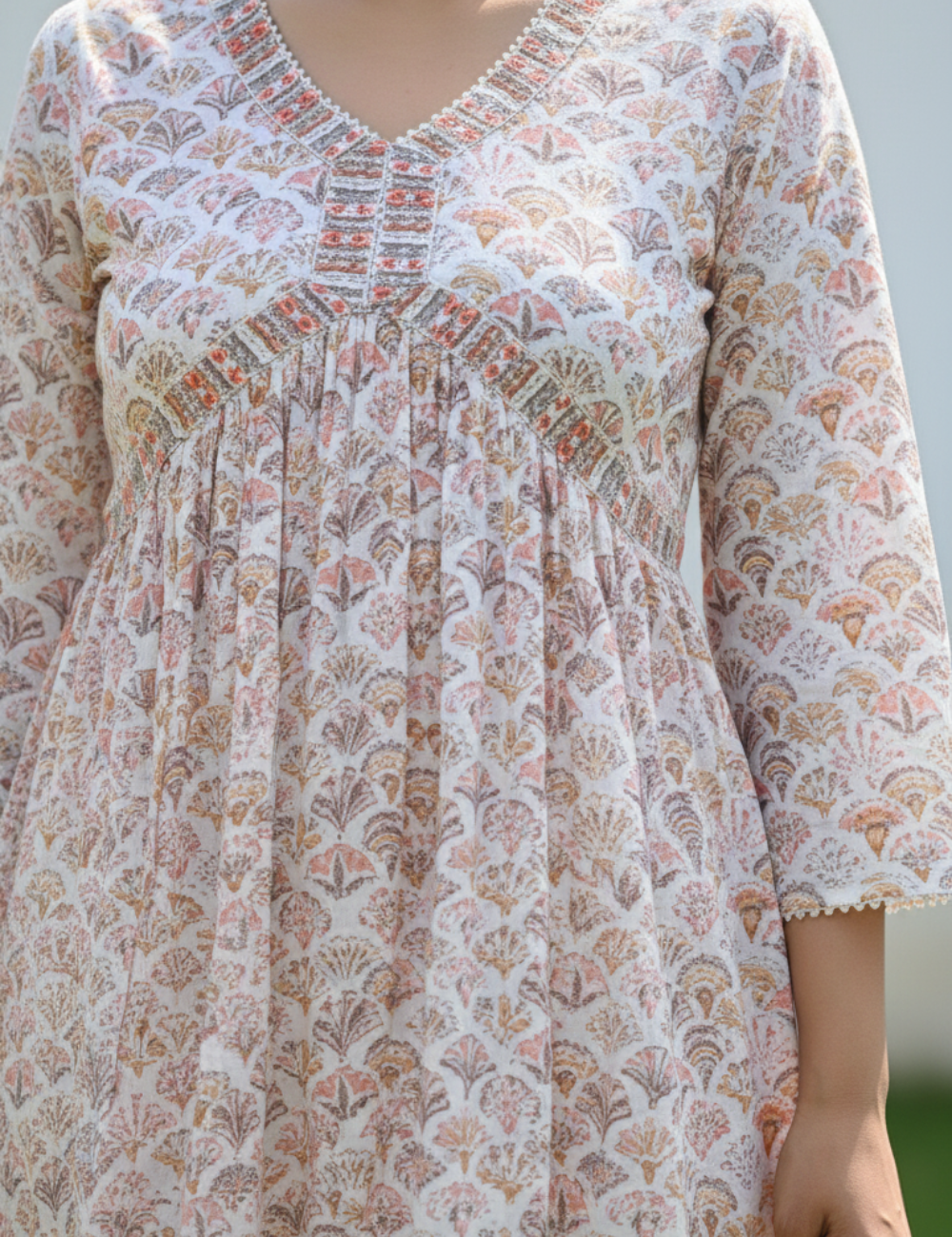 Alia Cut White Print Cotton Kurti