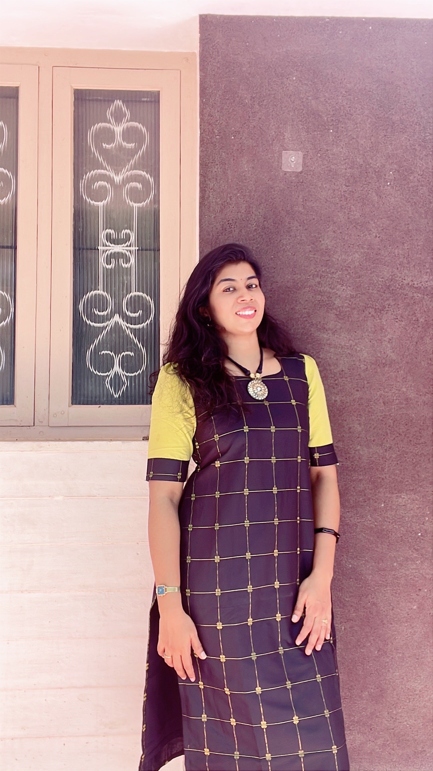 Black Raw silk kurti