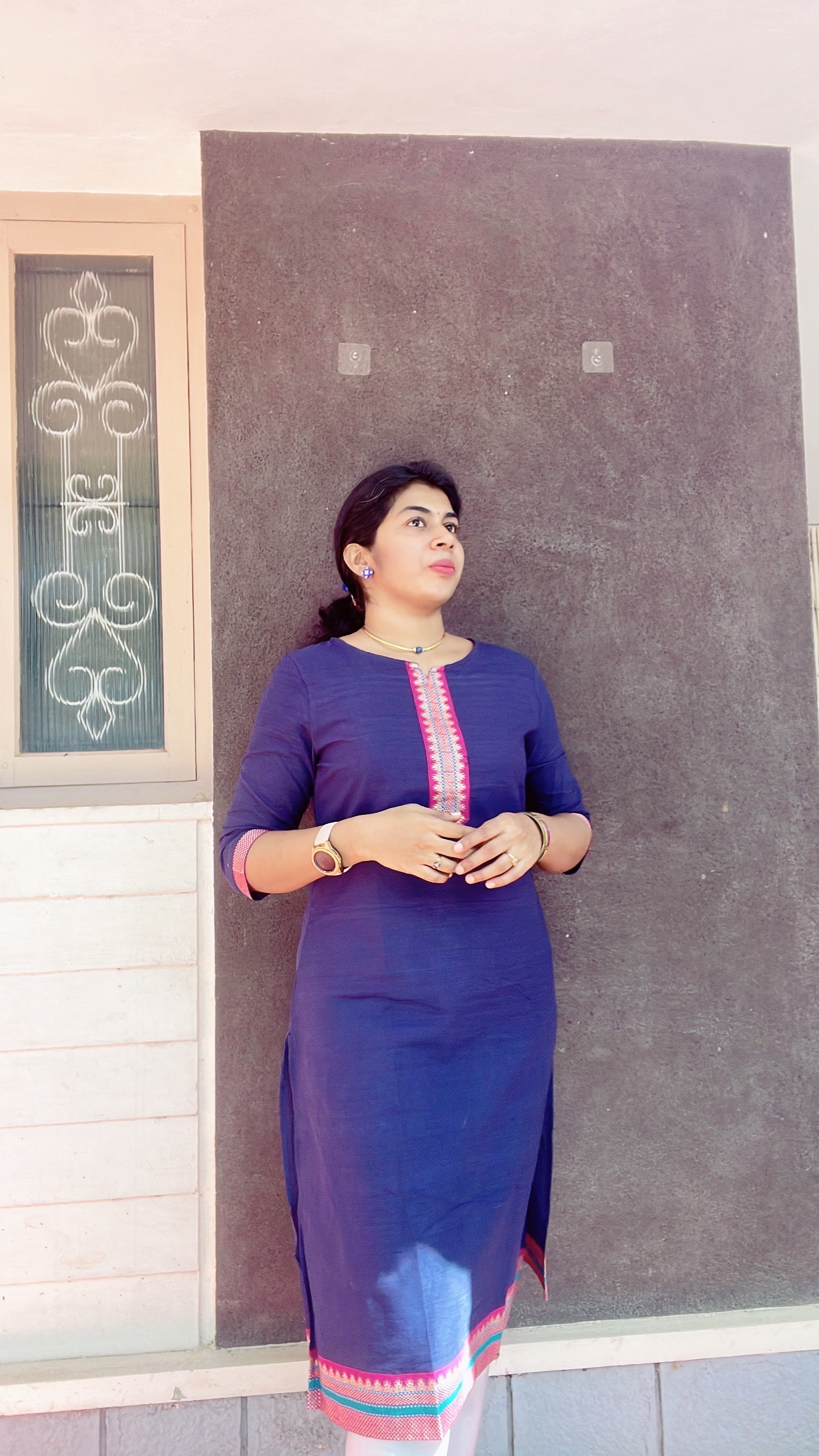 Blue chettinad cotton kurti