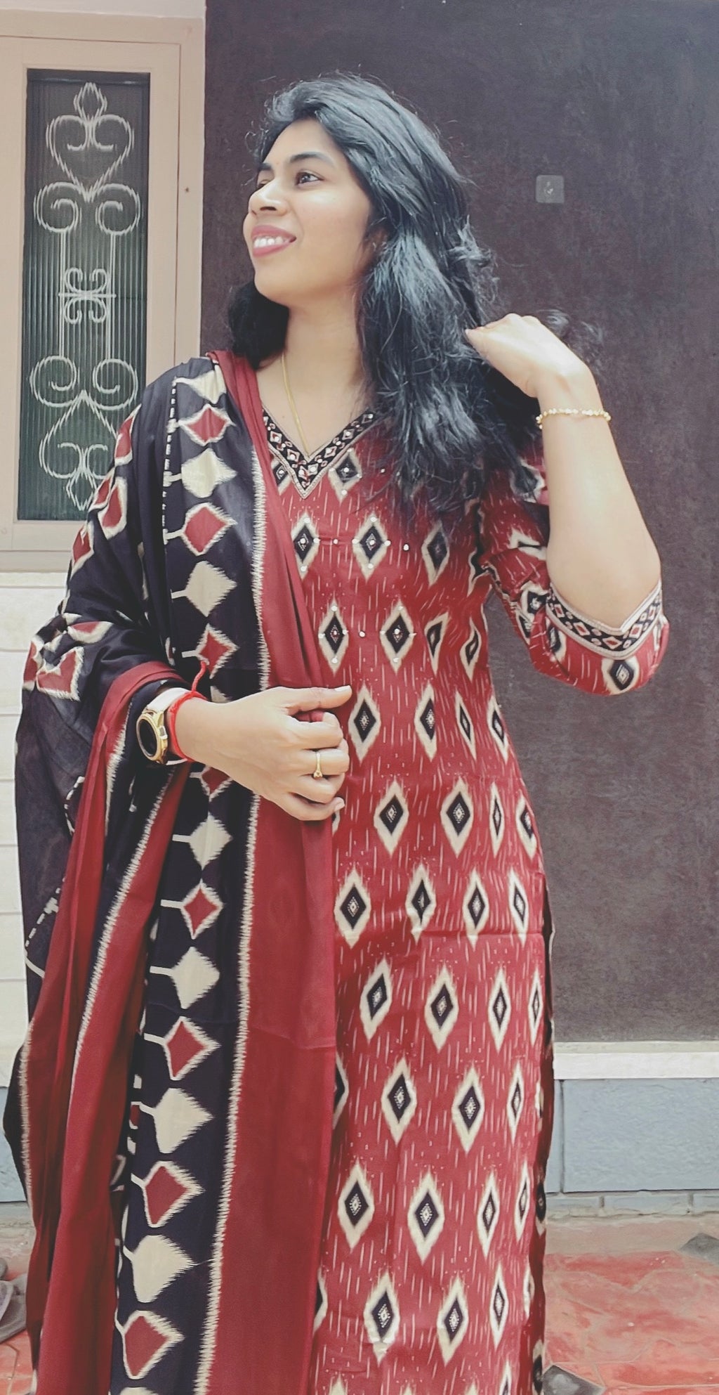 Red and black 3 piece suit set